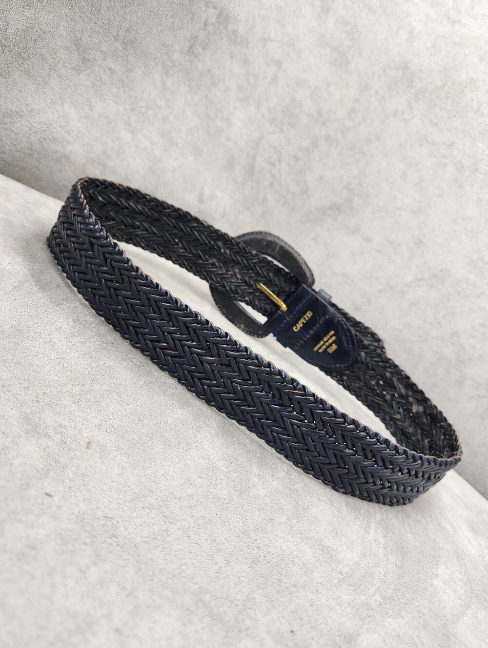 Capezio Woven Belt Women's M Navy Blue Leather Wide Preppy Casual Braided - Picture 7 of 8